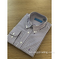 Camisa de rayas de bordado teñido hilo de cuello alto masculino